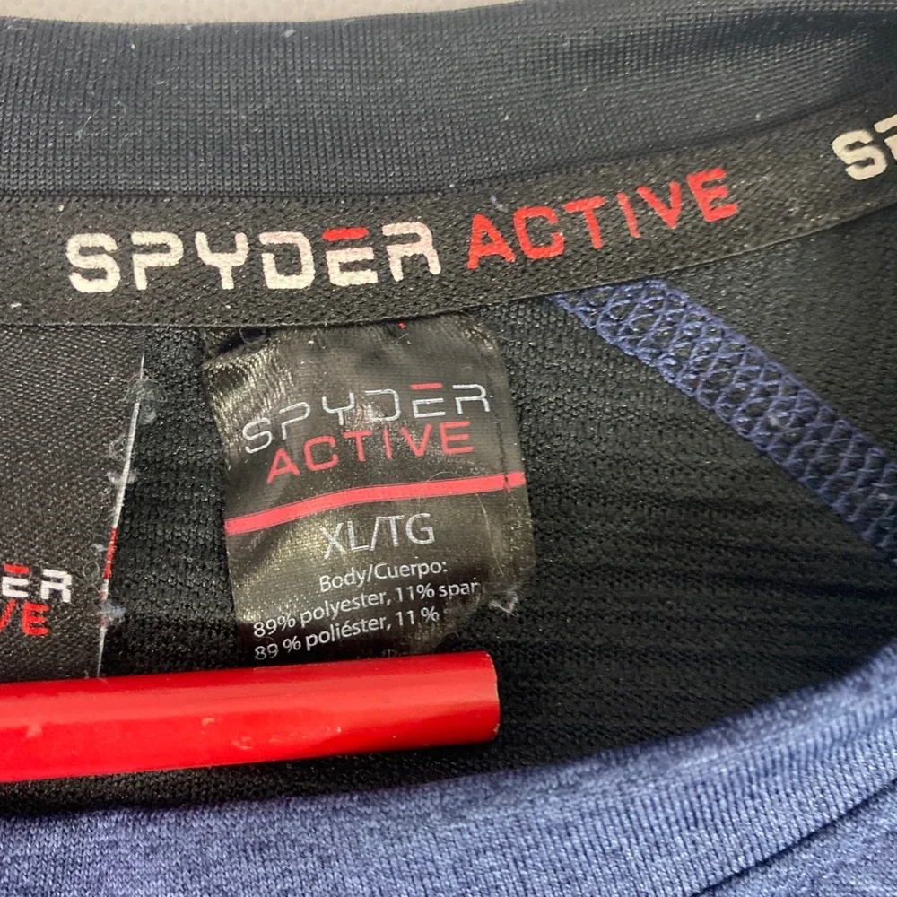 Spyder Active Mens Long Sleeve Shirt Pullover Athletic Blue Black Size XL - Picture 7 of 10